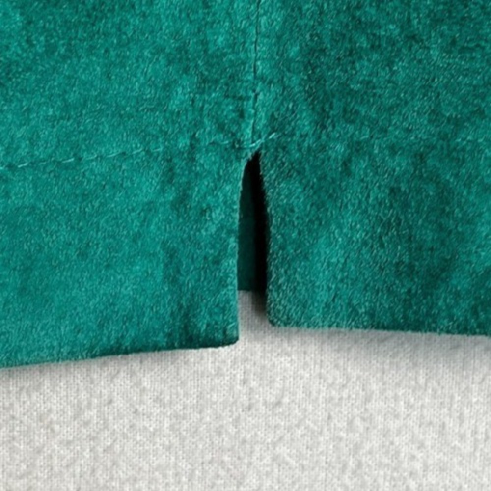 Giorgio Mobiani Vintage Emerald Green Suede Leather Pencil Skirt Woven Detail 8 - Picture 11 of 11